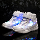Flying Woven High-top Velcro Casual Shoes Fluorescent Shoes Led Luminous Shoes