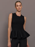 Peplum Sweater Tank - Black