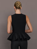 Peplum Sweater Tank - Black