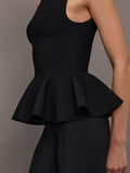 Peplum Sweater Tank - Black