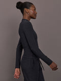Mock Neck Long Sleeve in Soft Luxe - Heather Black