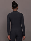 Mock Neck Long Sleeve in Soft Luxe - Heather Black