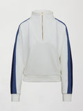 Half Zip With Contrast Stripe in Scuba - Ivory