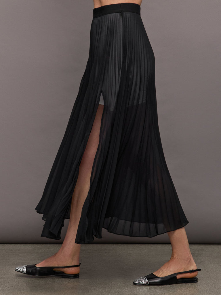 Mesh Pleated Skirt - Black