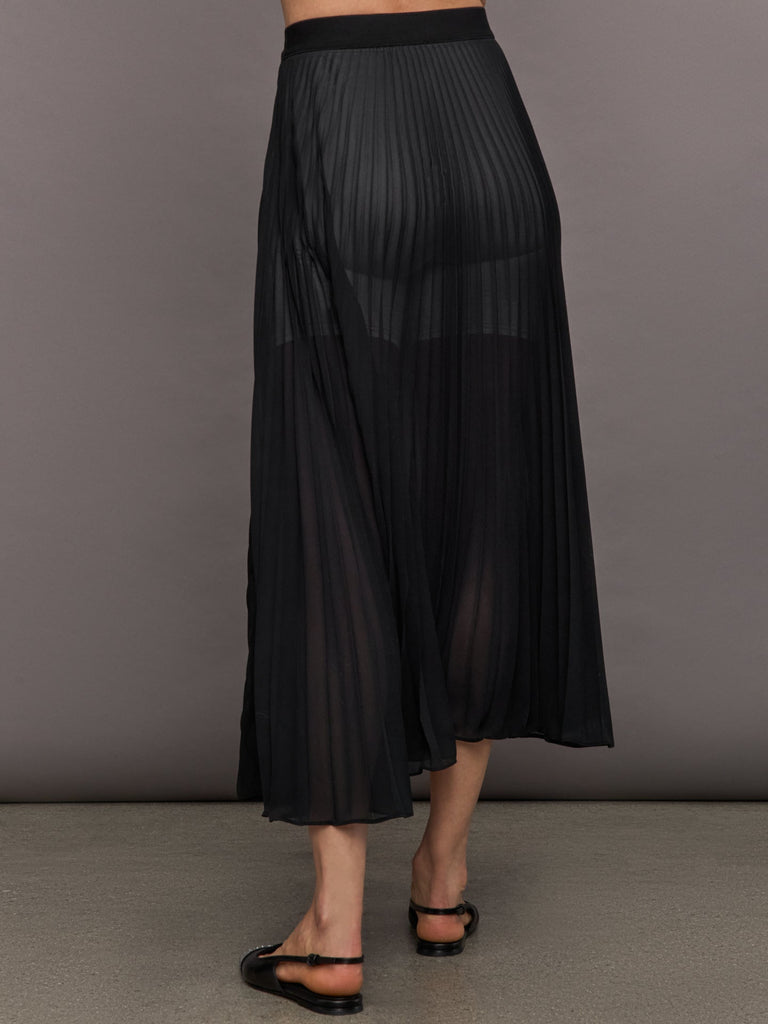 Mesh Pleated Skirt - Black