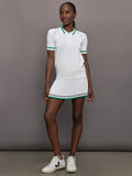 Knife Pleat Knit Skort - White with Green Trim
